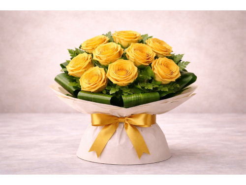 Buchet 9 Trandafiri galbeni